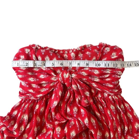 Free People FP One Red White Cinched Boho Western Cottagecore Summer Dress XS - Picture 9 of 14